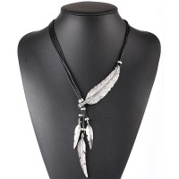 Match-Right Necklace Alloy Feather Statement Necklaces Pendants Vintage Jewelry Rope Chain Necklace Women Accessories  NL535